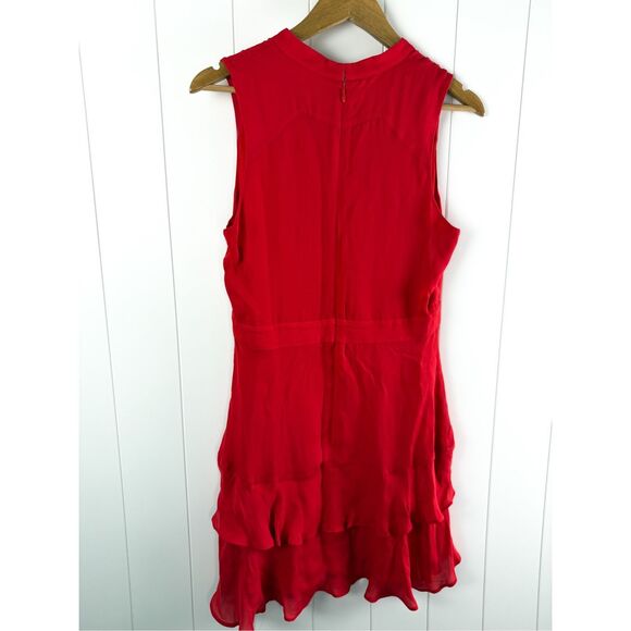 Parker Red Silk Matilda Sleeveless Tiered Dress Size M Valentines  $288 - Picture 8 of 11